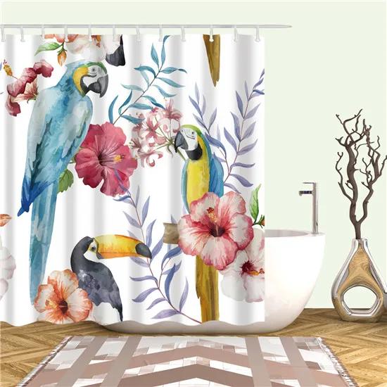 Cute Cartoon Animals Elephant Parrot Cat Shower Curtains Fabric Waterproof Polyester For Bathroom With Hooks 180x180cm 90*180cm