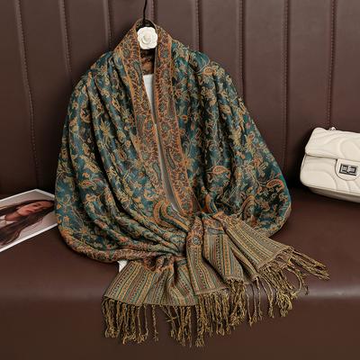 Luxusná značka Kašmírový dámsky šál Potlačený Zimný Hrejivý Šál a Šatka Pašmína Bandana Dlhý Žakárový Paisley Dámsky Foulard