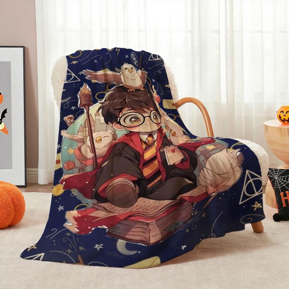 Harry Potter'S Magical World Pattern Theme Flannel Blanket Allseason Fleece Blanket For Bedroom Sofa Bed Home Decor Christmas Gift