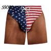 Quick Dry Board Shorts Funny Patriotic Men Shorts, American Stars And Stripes Swim Trunks, Novelty Printed Water Drawstring Waist for Summer