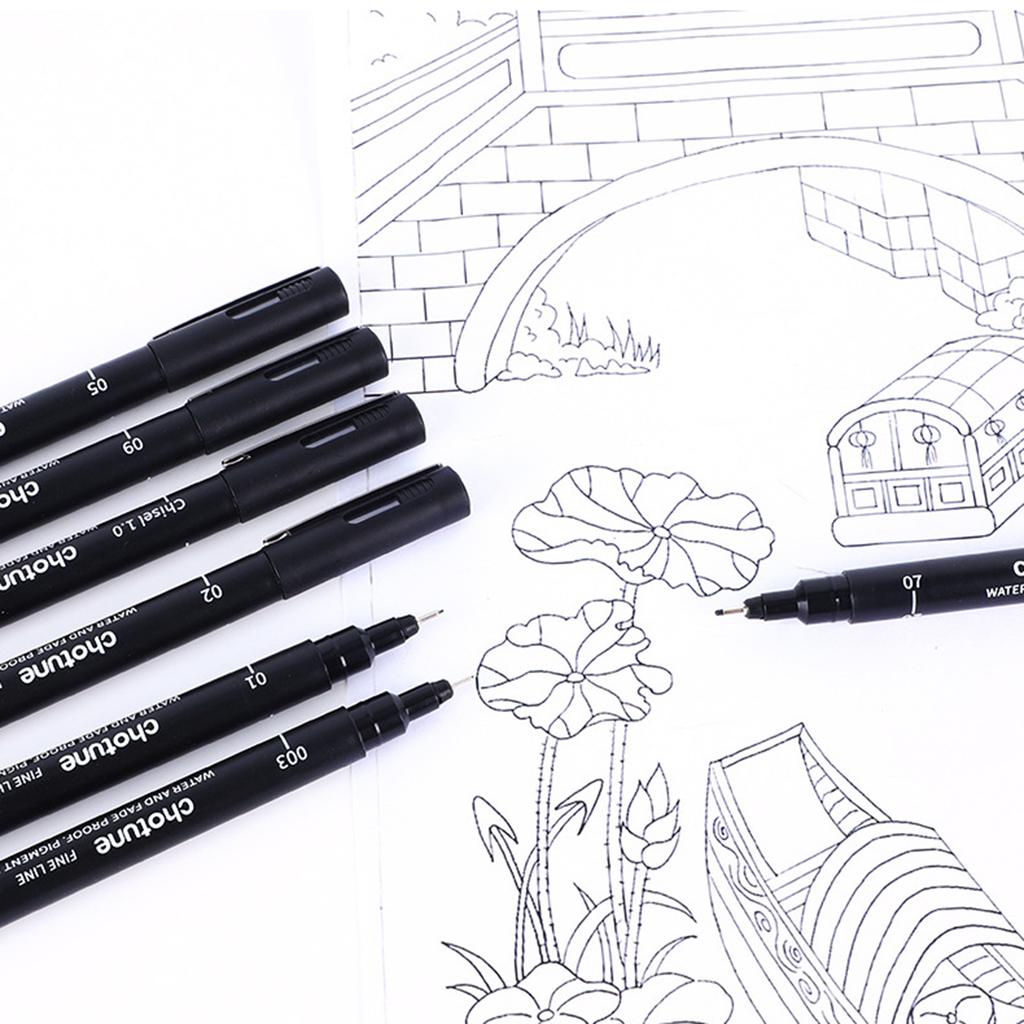 Black Micro Fine Pens,15 Sizes,Waterproof Archival Ink,Fine Tip Manga Markers for Artist Anime Sketch Technical