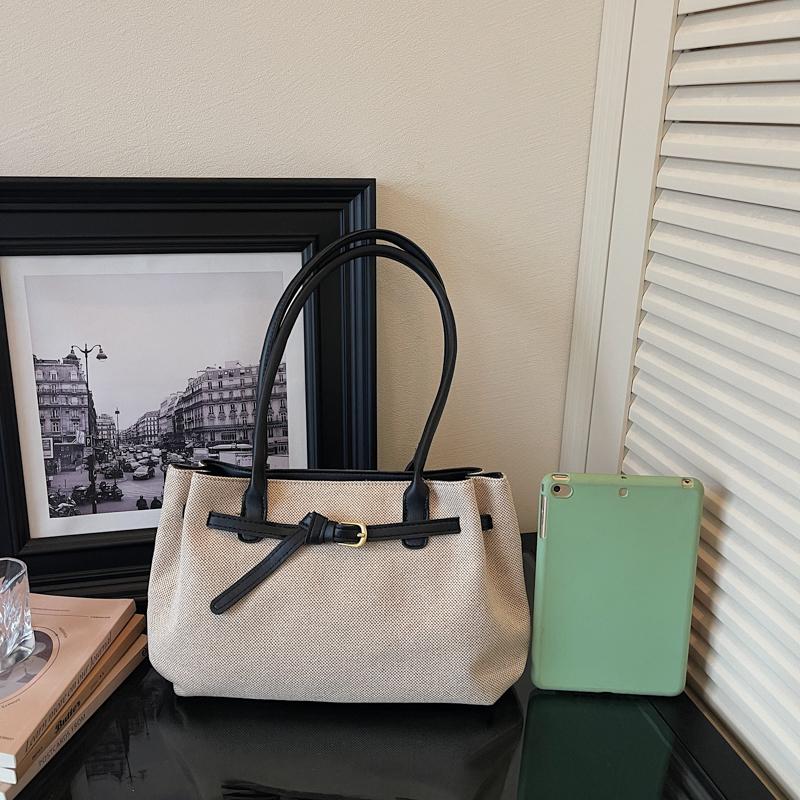 Commuter Shoulder Bag Contrast Color Tote Bag Women's Large Capacity Underarm Bag