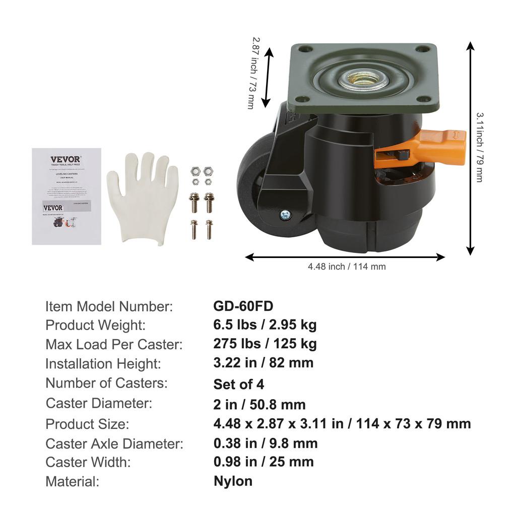 

4 шт. Выравнивающие ролики с регулировкой высоты, сверхмощные поворотные универсальные колеса, подвижный верстак, инструменты для поддержки станков