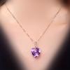 Elegant Heart-Shaped Amethyst Pendant Necklace with Golden-Tone Clasp – Sparkling Purple Gemstone Jewelry for Women, Perfect for Casual or Formal Occa