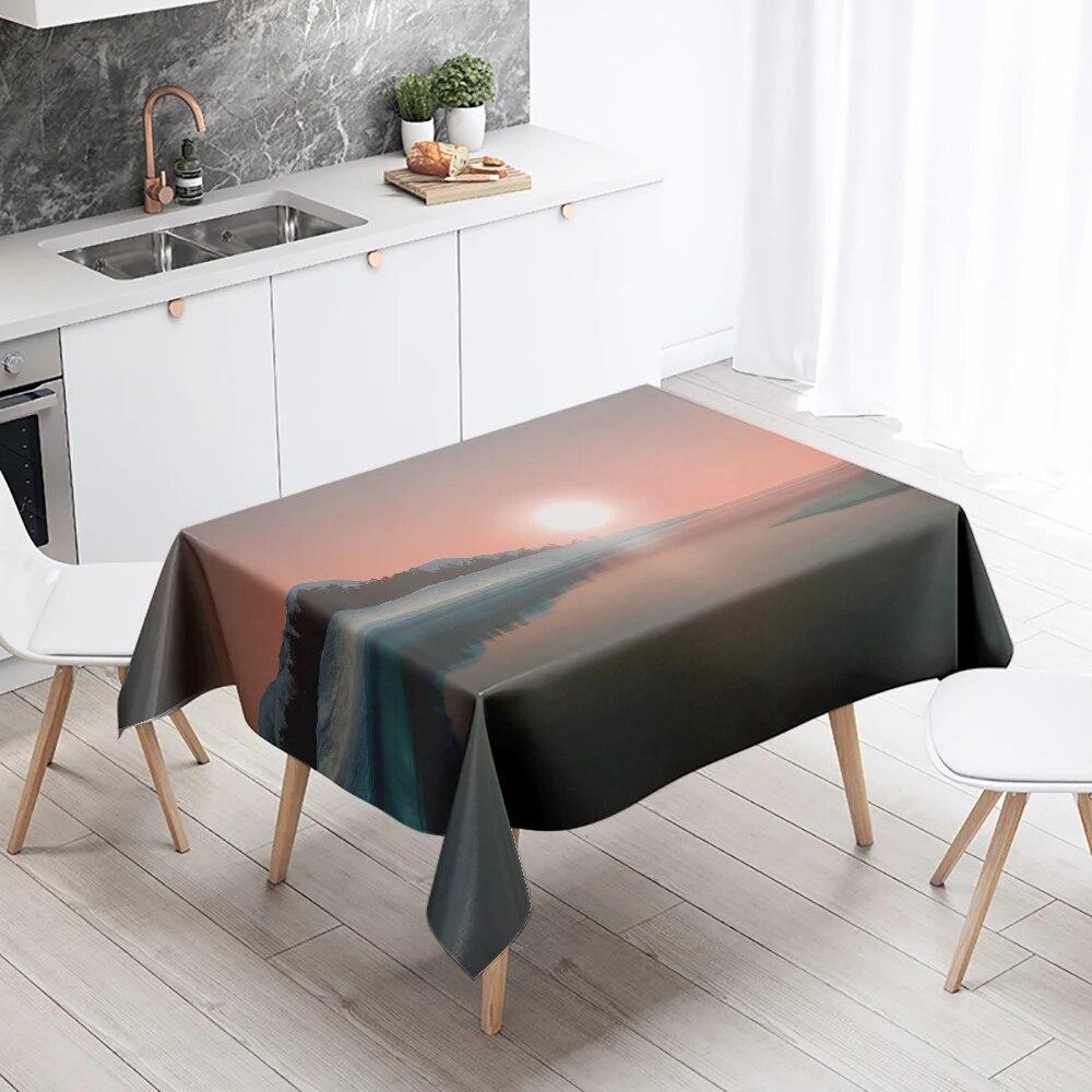 Landscape Tablecloth Natural Scenery  Anti-fouling and Waterproof Rectangular Kitchen Dining Table Home Decoration