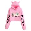 Zero Two Darling in the Franxx Anime Cat Ear Cropped Hoodie