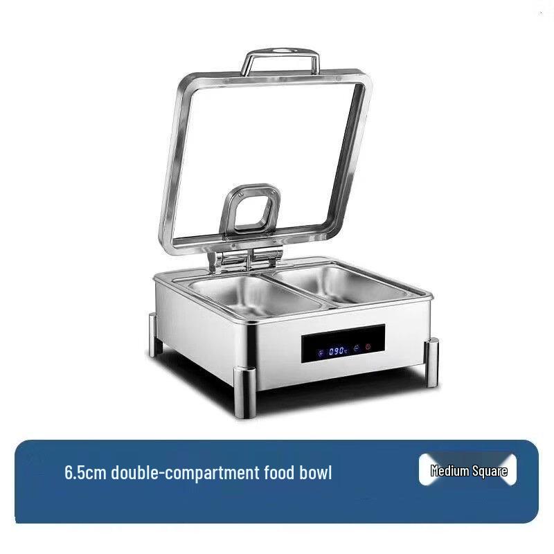 ZISIZ Electric Stainless Steel Chafing Dish with Visible Lid