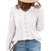 Women's Knit Hollow V-neck Long Sleeve Pullover Sweater