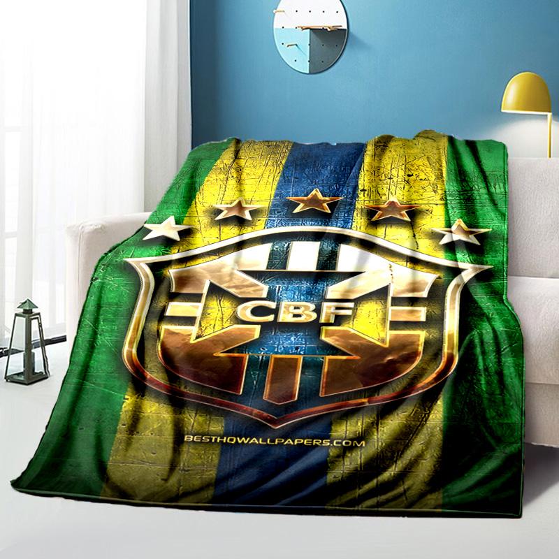 Brazilian Football Crest Printed Throws Blanket Soft Flannel Blankets for Couch Bed Gifts for Men Women Picnic blanket Christmas gifts