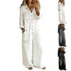 Women's Fashion Single-Breasted Off-Shoulder Denim Jumpsuit