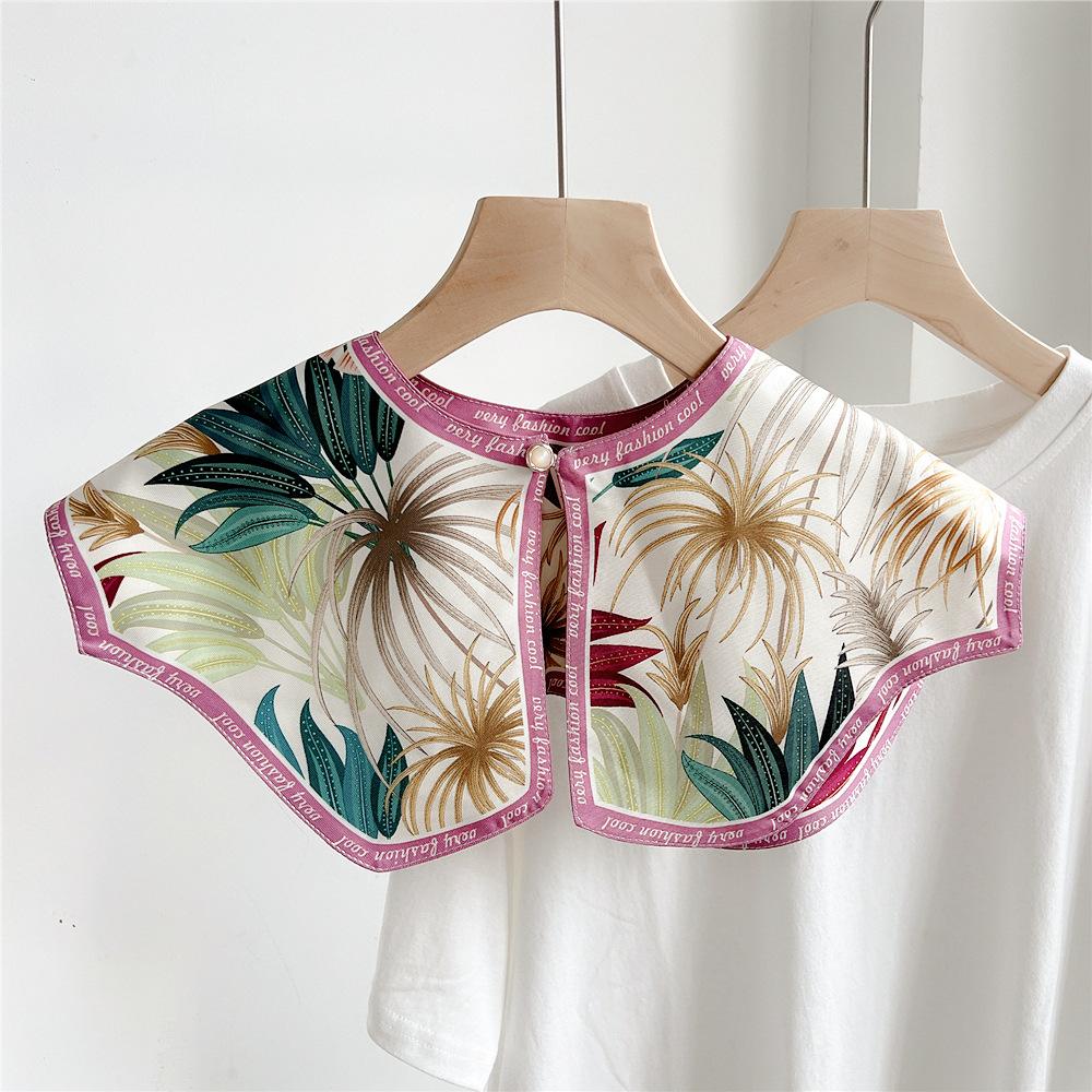 42*43cm Print Flower Sunscreen Shawl Scarf Decoration Fake Detachable Collar Protect Neck Shoulder Women Girl Dress Accessories