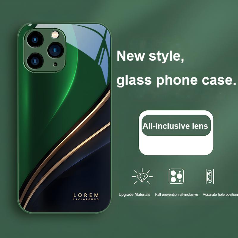 Gradient Lorem Black for Iphone 15 14 13 12 11 Pro Max X XS XR 7 8 Plus 2020 22 SE Black tempered glass phone case