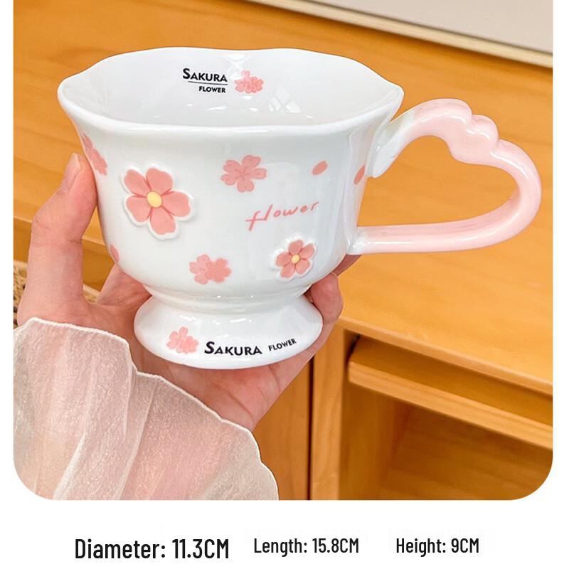Shangqi Cherry Blossom Ceramic Coffee Mug Set