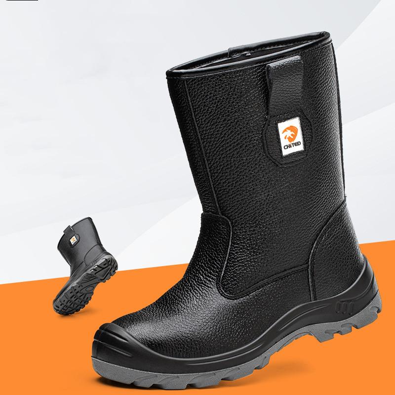 Mens Casual High Steel Toe Caps Safety Boots Soft Leather Working Shoes Worker Tooling Security Boot Long Safe Botas Footwear