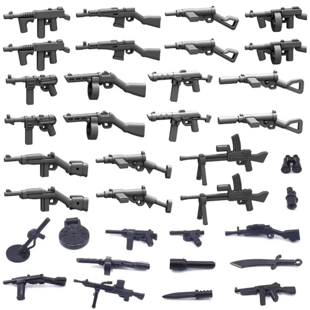 WWII Building Blocks Military Weapons Police Soldier Figure Accessories Model Brick Gun Cannon Launcher Bunker Outpost Toy X017