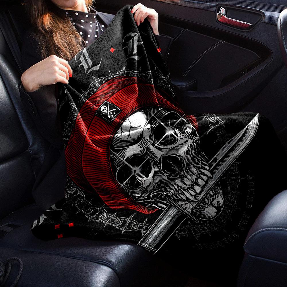 1pc Skull Art Throw Blanket Soft Flannel, Cozy All Season Polyester Perfect for Home, Office