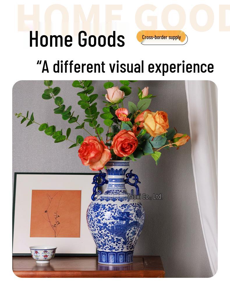 Antique Style Blue and White Porcelain Vase for Home Decoration