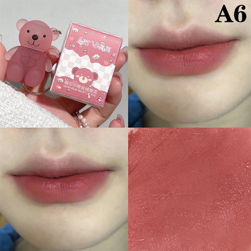 

Водостойкий тинт для губ с зеркальным блеском, стойкий, милый брелок в виде медвежонка, блеск для губ, шелковистая жидкая помада, женская косметика для губ as the picture