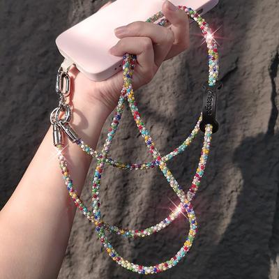 Hanging Cord Glitter Rhinestone Phone Lanyard Crossbody Chain Long Style Mobile Phone Rope Bling Bling Anti Drop