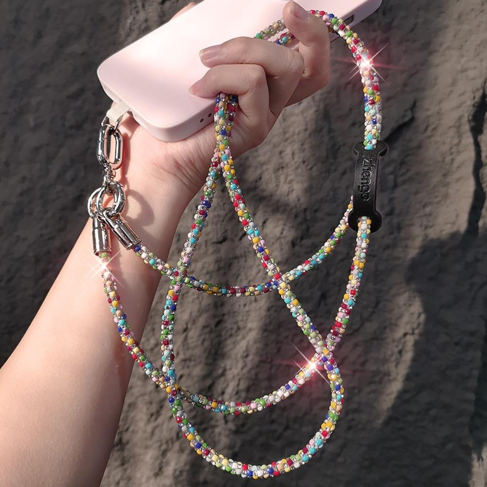 Hanging Cord Glitter Rhinestone Phone Lanyard Crossbody Chain Long Style Mobile Phone Rope Bling Bling Anti Drop