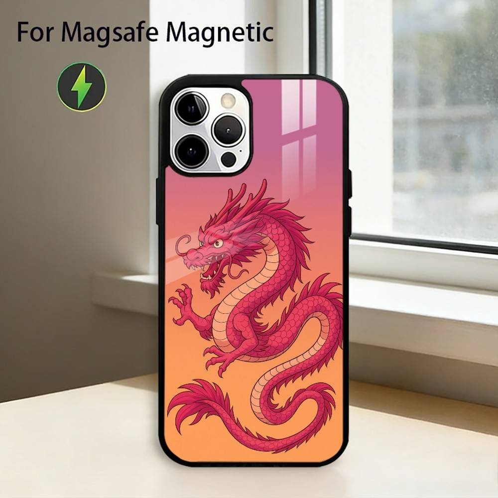 Cartoon D-Dragon Phone Case For iPhone17,16,15,14,13,12,11 Plus,Pro Magnetic For Magsafe Wireless Charging