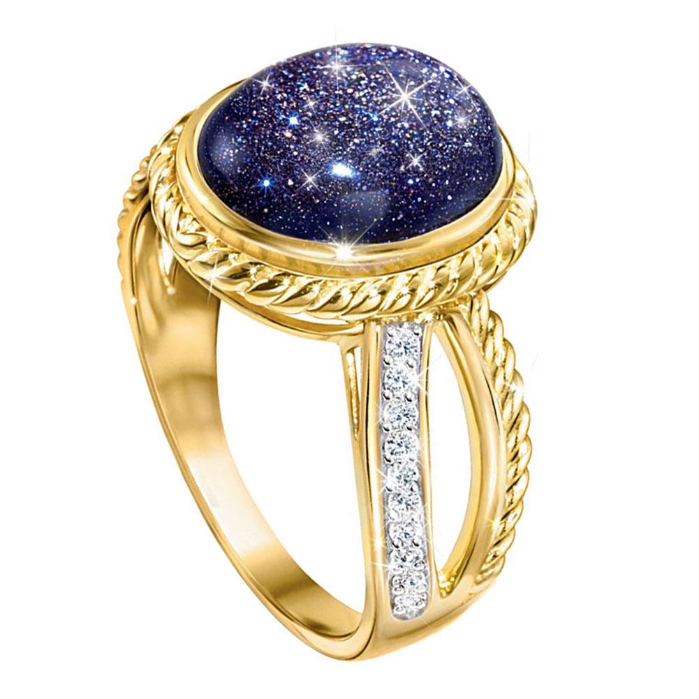 BLUELANS RINGS Sky Inlaid Band Elegant Starry Twist Women Ring Wedding Jewelry Gift