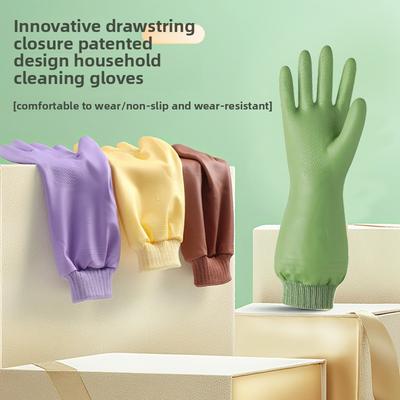 Fleece Gloves, Household Dishwashing Gloves, Kitchen Thickened Waterproof Dishwashing Gloves, One-piece Fleece Anti-slip Laundry Gloves
