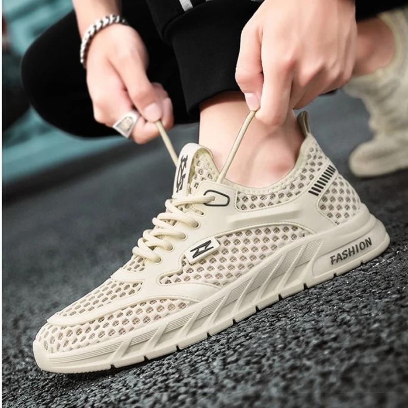 New Spring Breathable Men's Shoes Casual Versatile Mesh Shoes Softsoled Durable Running Shoes Male Fashion Comfortable Sneakers