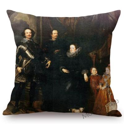 Van Dyck Renaissance Baroque Famous Oil Painting Royal Court Lady Wall Art Sofa Pillow Case Mourning Christ Linen Cushion Cover