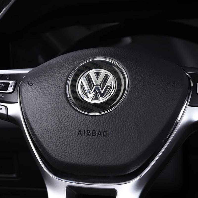 FD06-Valve Stems Caps New Carbon Fiber Car Steering Wheel Sticker Decorative Stickers For VW Volkswagen Golf 6 7 Polo CC Tiguan Passa