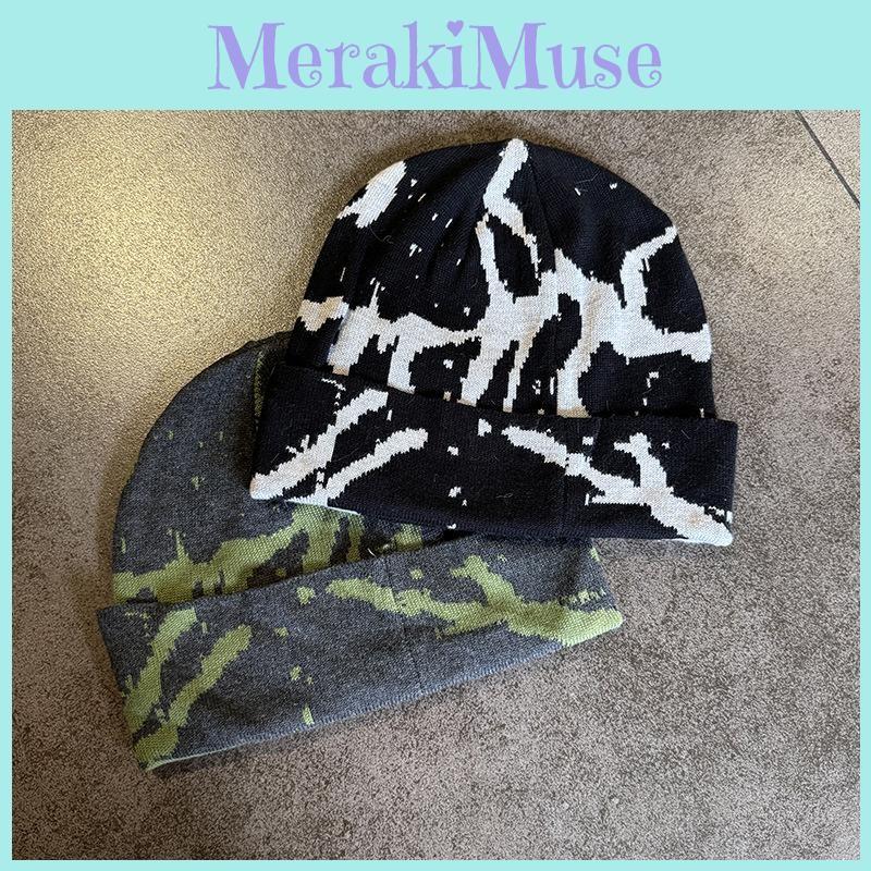Knit Striped Jacquard Beanie Cap For Warm Winter Fashion Streetwear Gift Hat