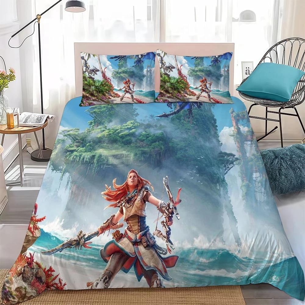 H-Horizon F-Forbidden West Ensemble de Literie Housse de Couette Exquise Taie d'Oreiller Simple/Double/Queen Grande Taille Cadeau Garçons Fille Adulte 135x200cm (3pcs)