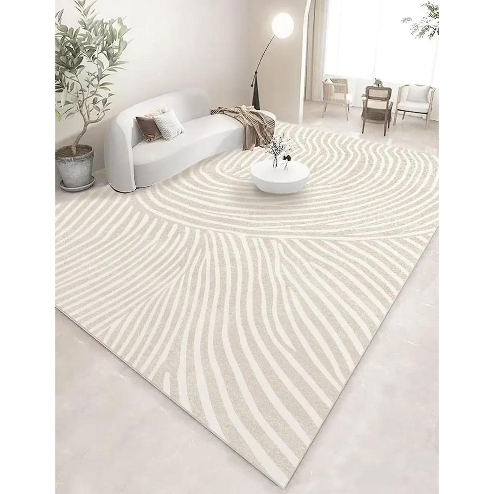 Modern White Minimalism Large Living Room Carpet Light Luxury Beige Decoration Bedroom Carpet Soft Lounge Rug Washable Floor Mat