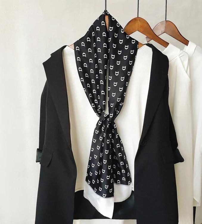 Choice Long Small Women Silk Scarf Tie Decorated Professional Neck Cover Multi-functional Tin Spring Travel Ladies Neckerchiefs