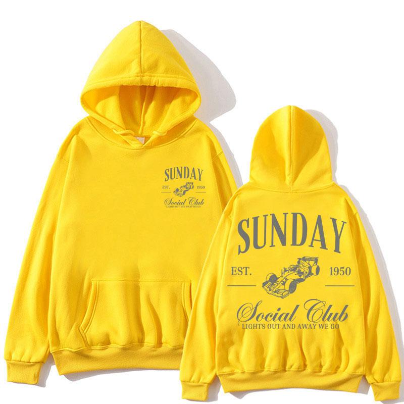 Sunday Social Running Club Print Hoodie Men Women Sporty Racing Fashion Hoody Sweatshirt Fleece Oversized Y2k Long Sleeve