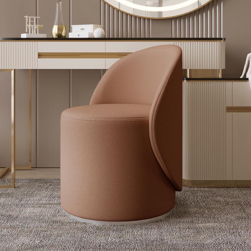 Modern Luxury Swivel Vanity Stool with Backrest: Solid Wood Makeup Chair