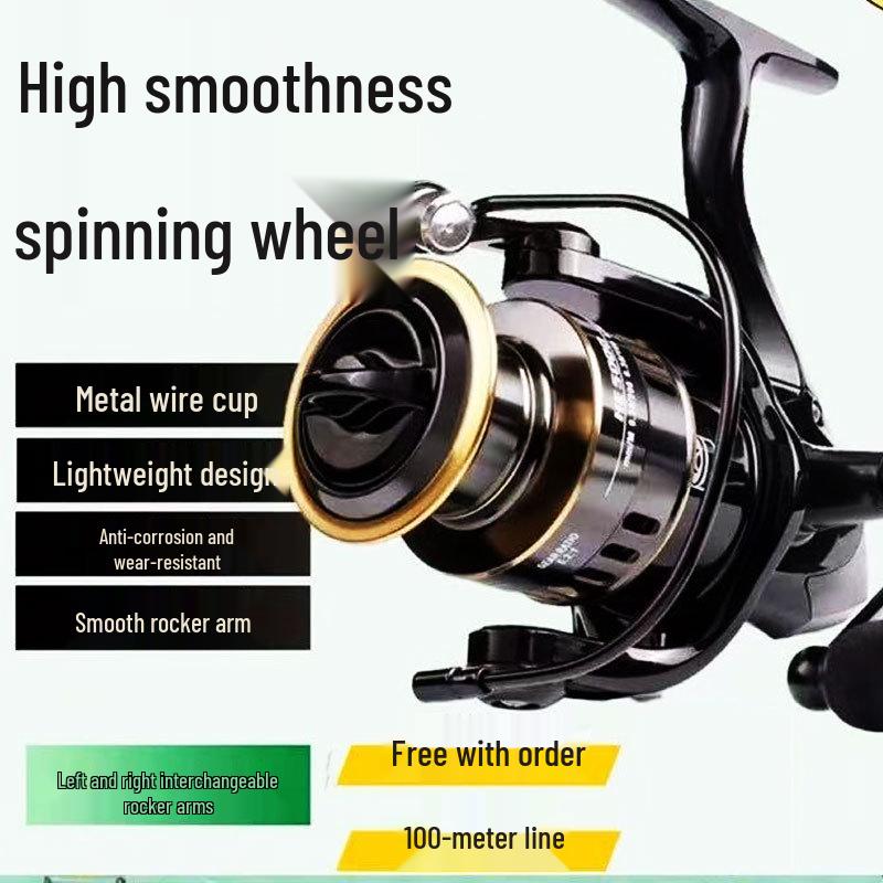All-Metal Spinning Reel with Slanted Line Cup for Long-Cast Smooth Lure, Sea, and Rock Fishing.