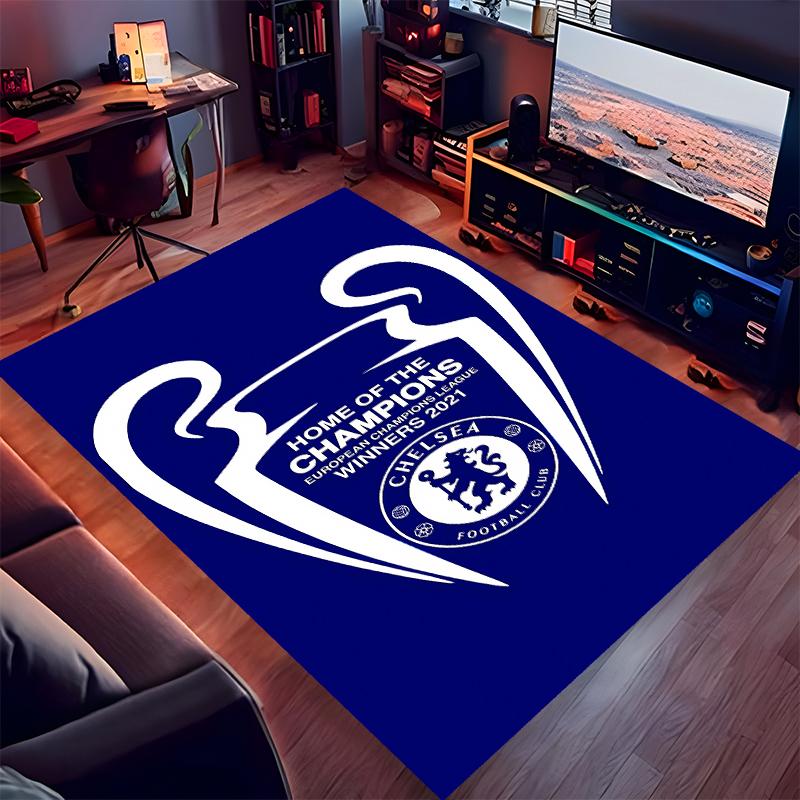 1pc Chelsea FC logo Print Area Rug - Soft,Washable Non-Slip Indoor Mat for Office Chairs,Living Room,Home Office Decorative Rug