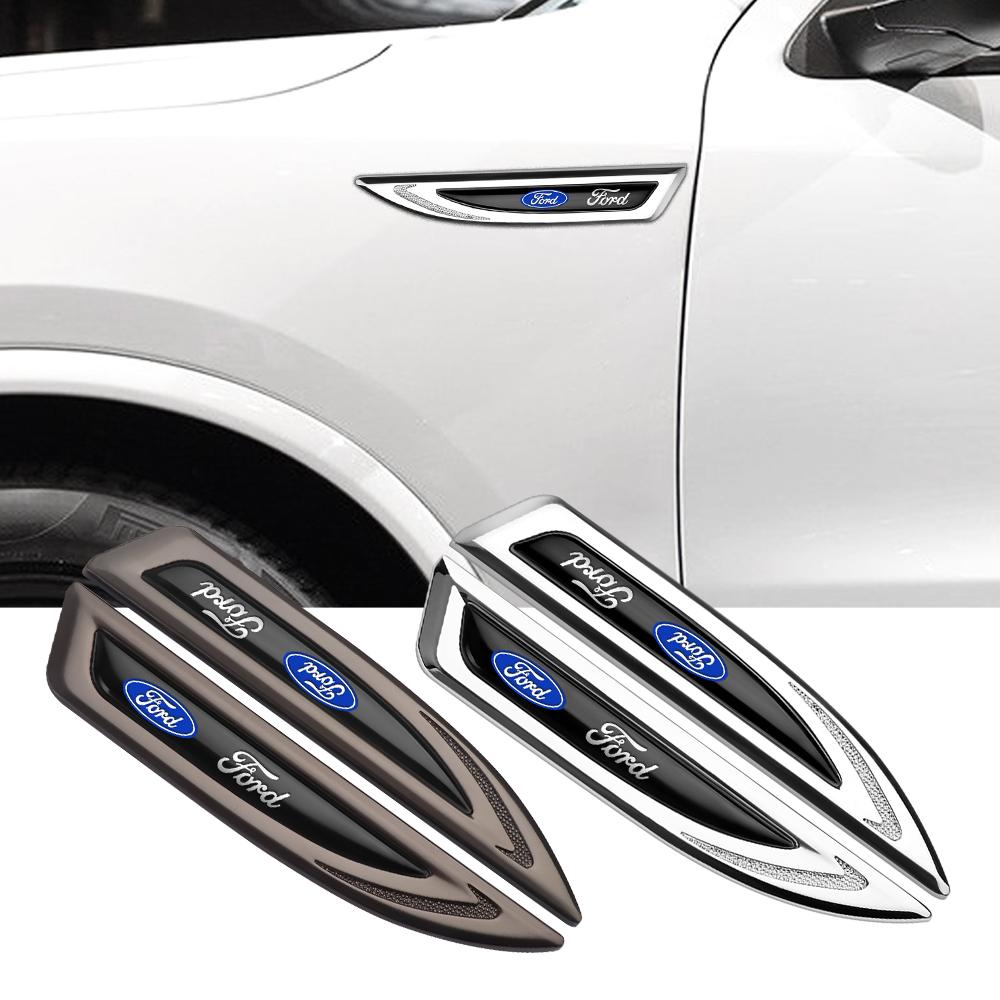 ACX1 1pair 3D Metal Car Fender Side Wing Blade Badge Emblem Stickers For Ford Focus MK2 Fiesta Mustang MK7 Fusion Kuga Mondeo Mk4