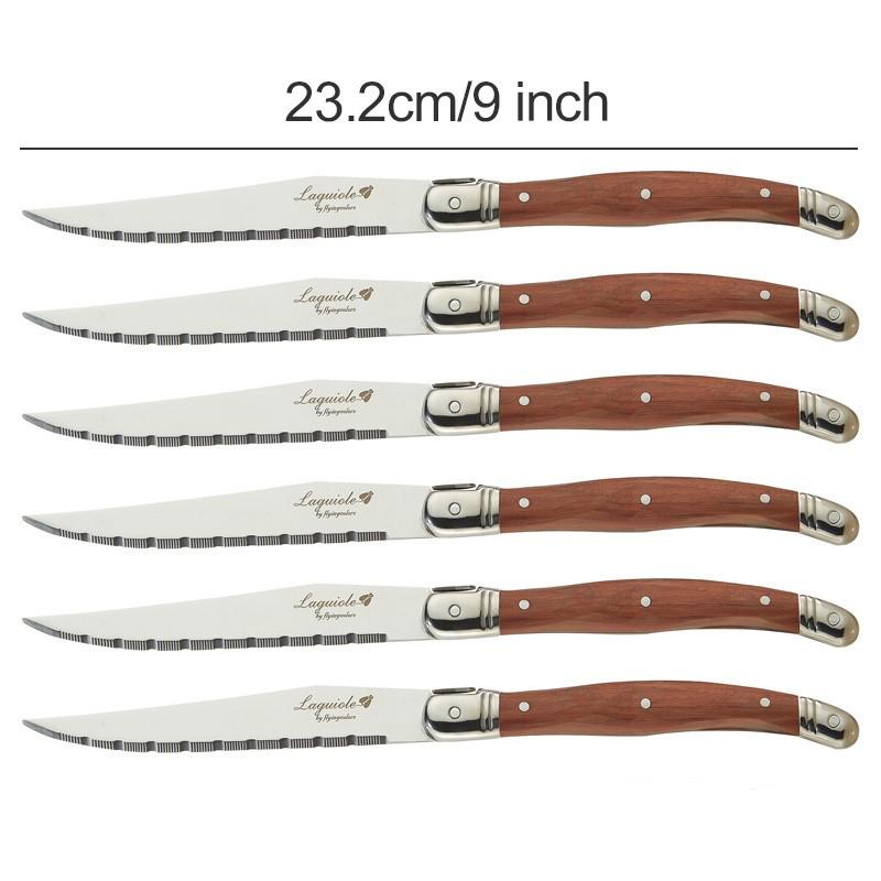 Laguiole Steakmesser Holzbesteck Tafelmesser Holzgriff Geschirr Edelstahl Besteck Weihnachtsgeschenk Besteck 9" 2-10 Stück