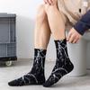 Harajuku Hip-Hop Street Sports Skate Socks Tie Dye Lightning Designer Happy White Socks Women