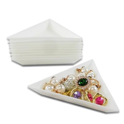 10 Stück Kunststoff Dreieck Runde Strass Perlen Nail Art Teller Aufbewahrungstablett Halter