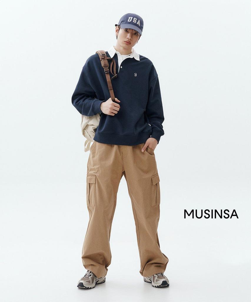 CAMEL WORK Slub Cotton Cargo Pants (Beige)