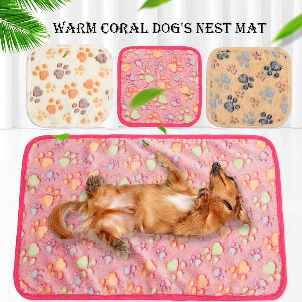 Soft Cat Dog Paw Pattern Comfortable Sleeping Dog Cushion Mat Pet Blanket Kennel Mat
