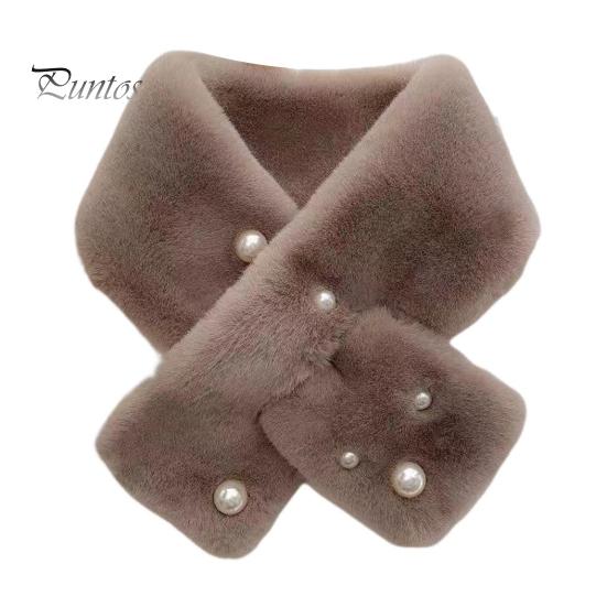 

Женский плюшевый шарф, однотонный, с искусственным жемчугом, украшенный шарф, утолщенный, теплый, перекрестный шарф, зимний шейный платок хаки