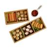 Divided Wooden Tray Multi Compartments Serving Tray for Hot Pot Restaurants Sushi Plate