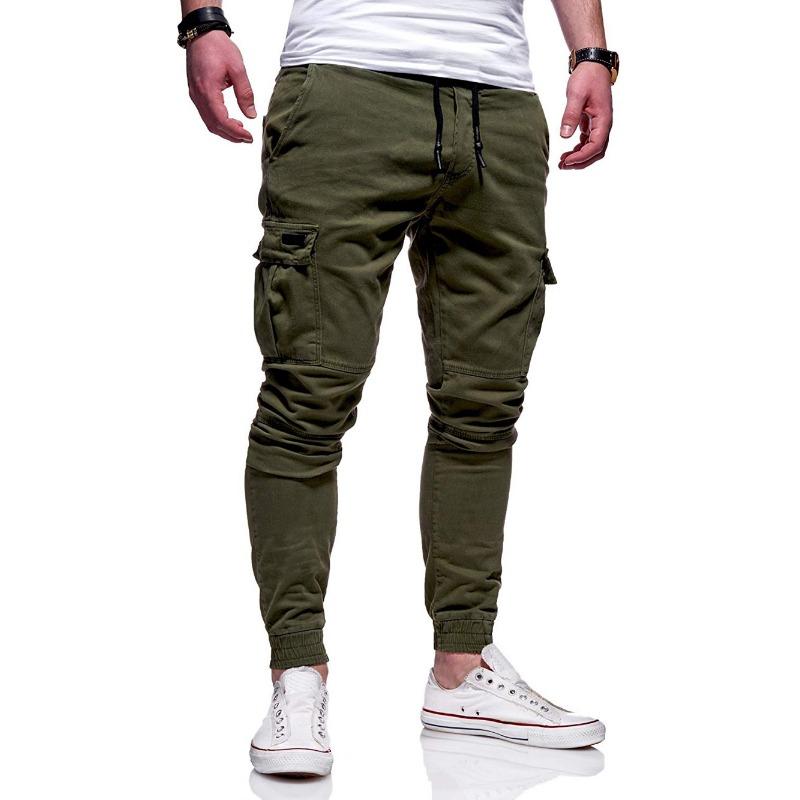 Men Solid Drawstring Loose Casual Athletic Long Jogger Pants