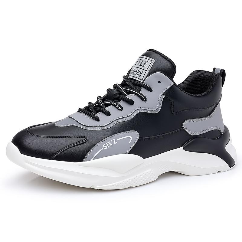 

Leather platform dad shoes men s sports shoes Korean version ins street leather shoes youth fashion breathable running shoes 44 чёрный