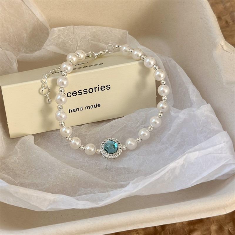 

Aquamarine Pearl Necklace - Elegant Collar Chain - Unique Design, High-end Neck Accessory Pearl Blue Sapphire