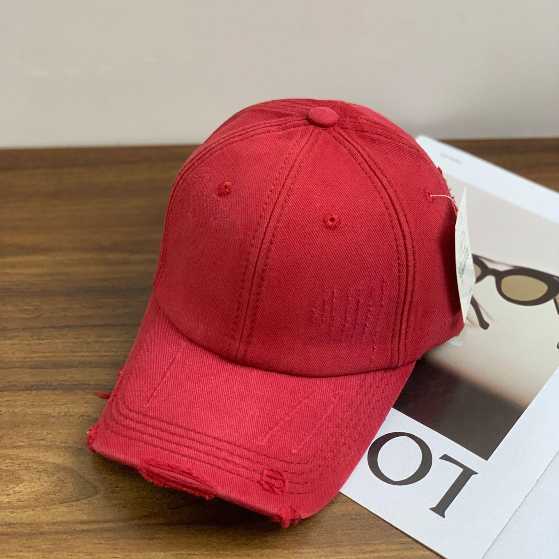 

Кепка женская весенне-летняя стираная рваная джинсовая однотонная легкая кепка для езды на велосипеде мужская дорожная солнцезащитная бейсболка M（56-58cm）